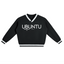 V-Neck Contrast Collar Boxy Sweatshirt