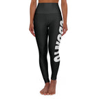 Ubuntu Yoga Leggings — High Waisted Black Leggings with Bold Side Text