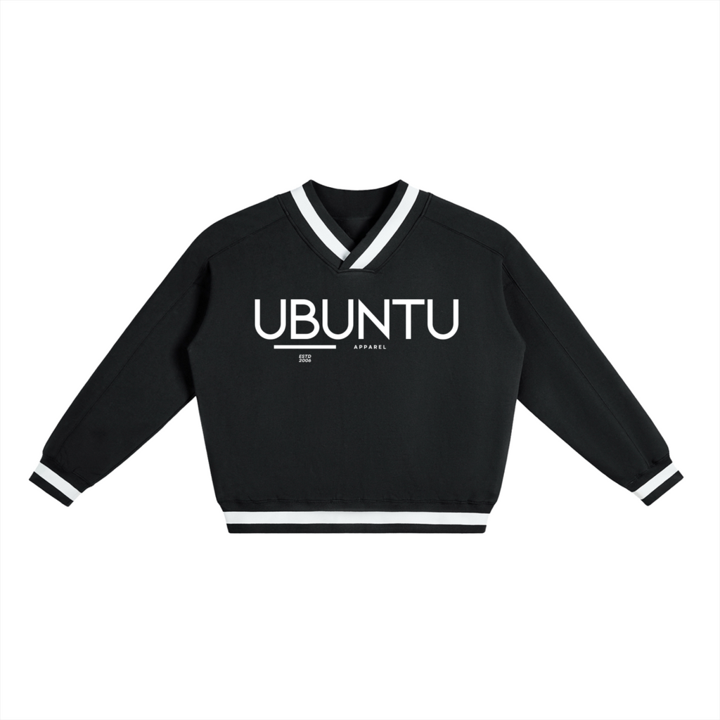 V-Neck Contrast Collar Boxy Sweatshirt