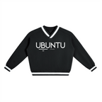 V-Neck Contrast Collar Boxy Sweatshirt