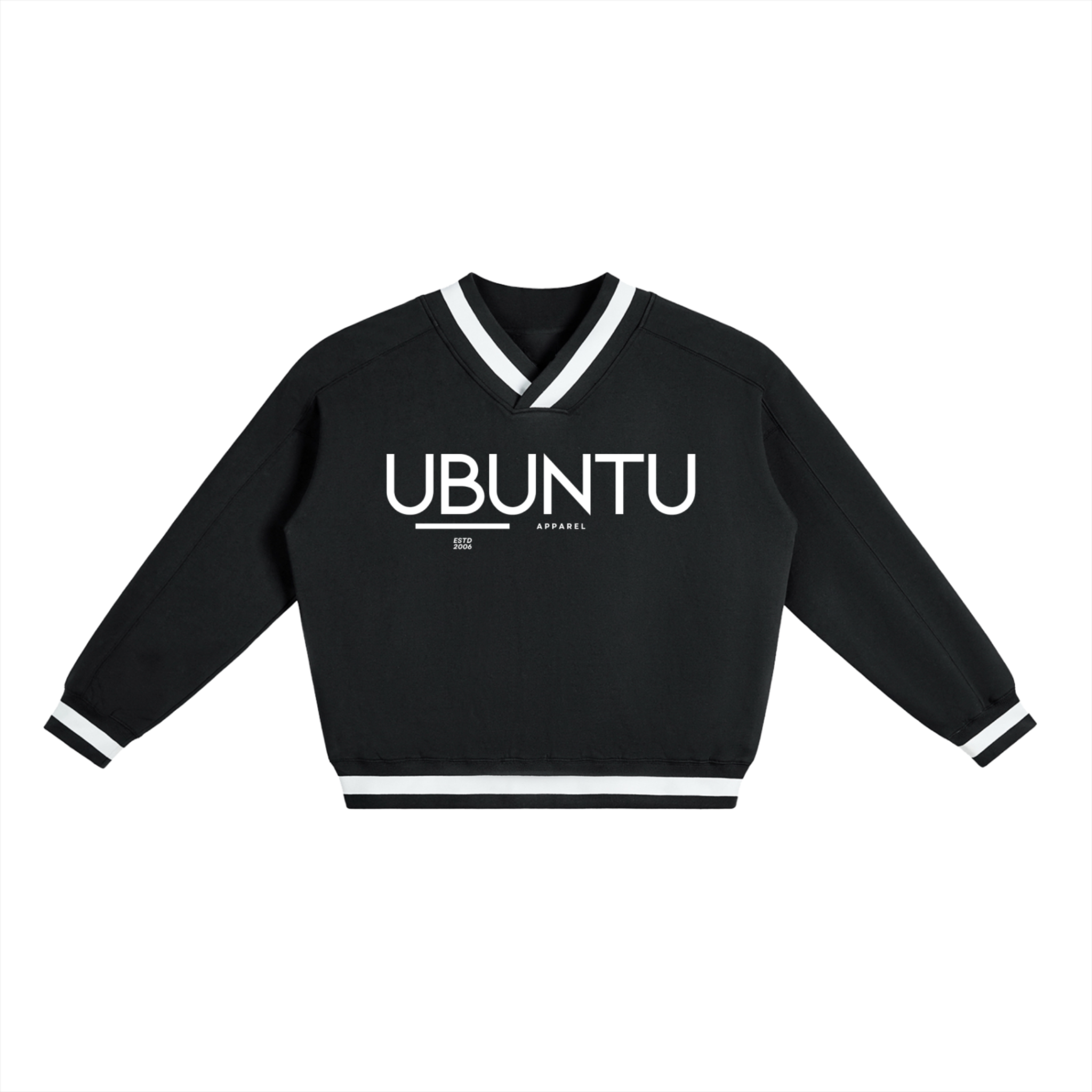 V-Neck Contrast Collar Boxy Sweatshirt