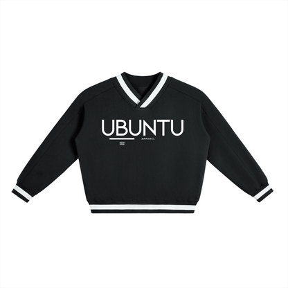 V-Neck Contrast Collar Boxy Sweatshirt