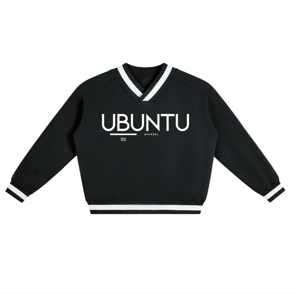 V-Neck Contrast Collar Boxy Sweatshirt