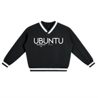 V-Neck Contrast Collar Boxy Sweatshirt