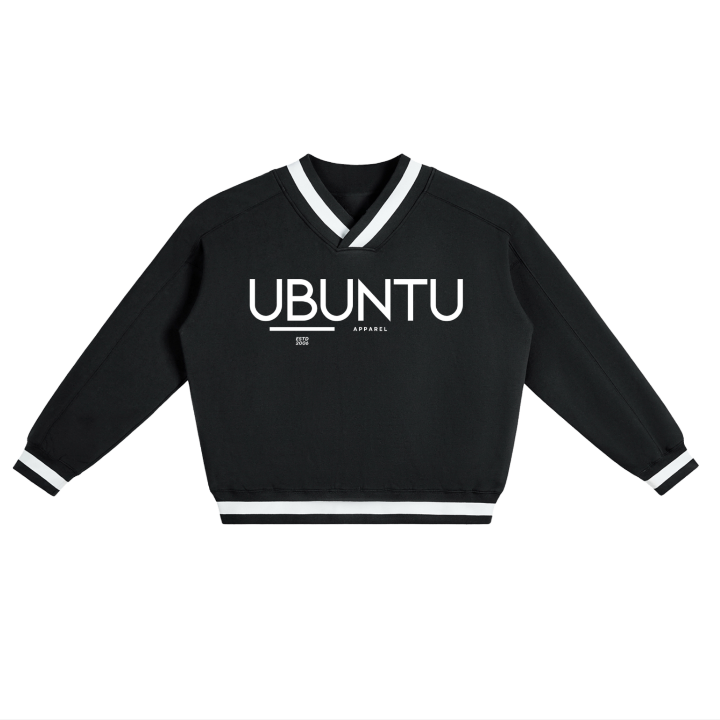 V-Neck Contrast Collar Boxy Sweatshirt