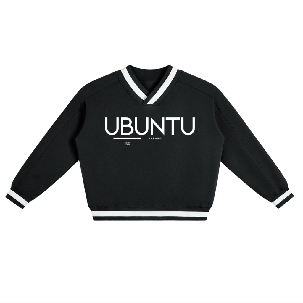 V-Neck Contrast Collar Boxy Sweatshirt