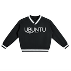 V-Neck Contrast Collar Boxy Sweatshirt