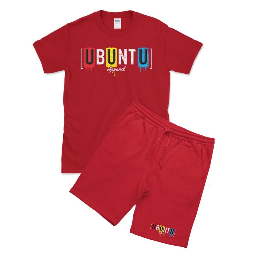 UBUNTU RED SHORTS AND T-SHIRTS SET | Ubuntu Apparel Main image