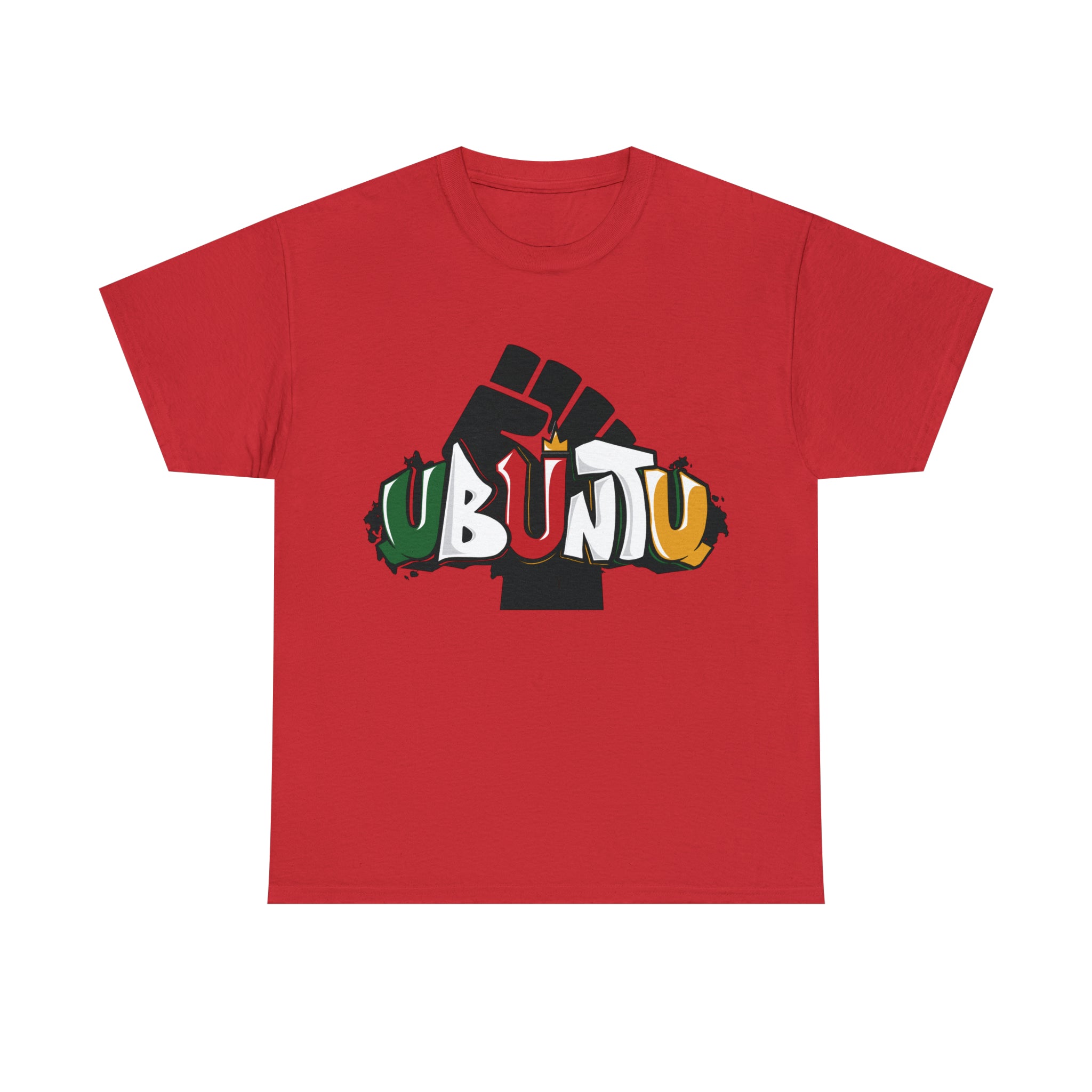 BLACK "FIST IN THE AIR" RED T-SHIRT | Ubuntu Apparel